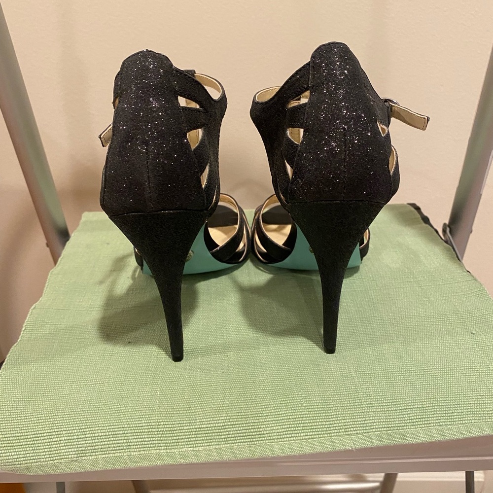 Betsey Johnson Shimmer Black Strappy Heels - Picture 5 of 7